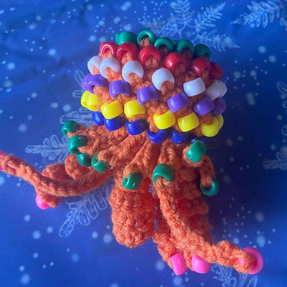 🌈 Handmade Sensory Crochet Fidget Toy – Orange Octopus🌈